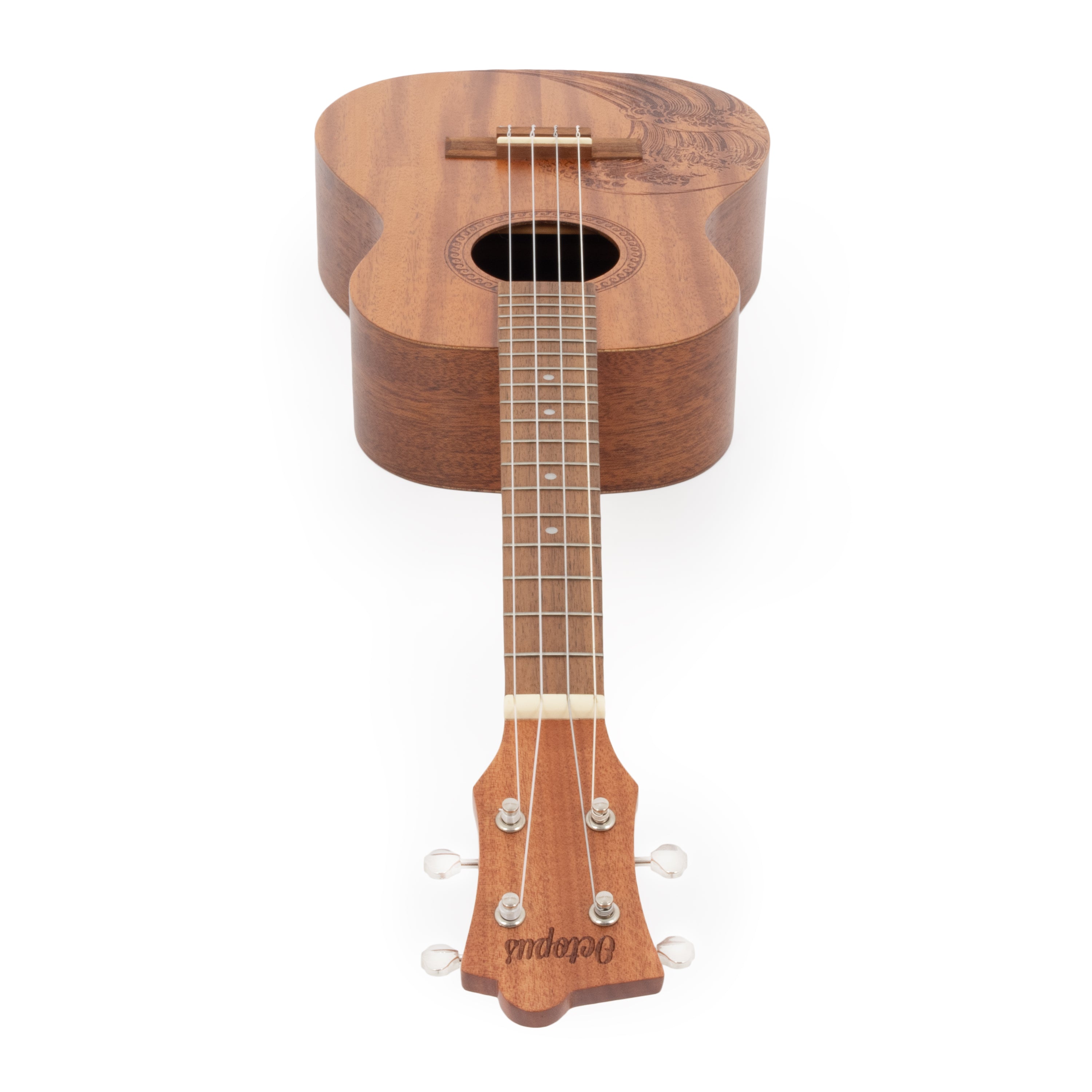Octopus Rosette Baritone Ukulele, Wave Motif with Gig Bag