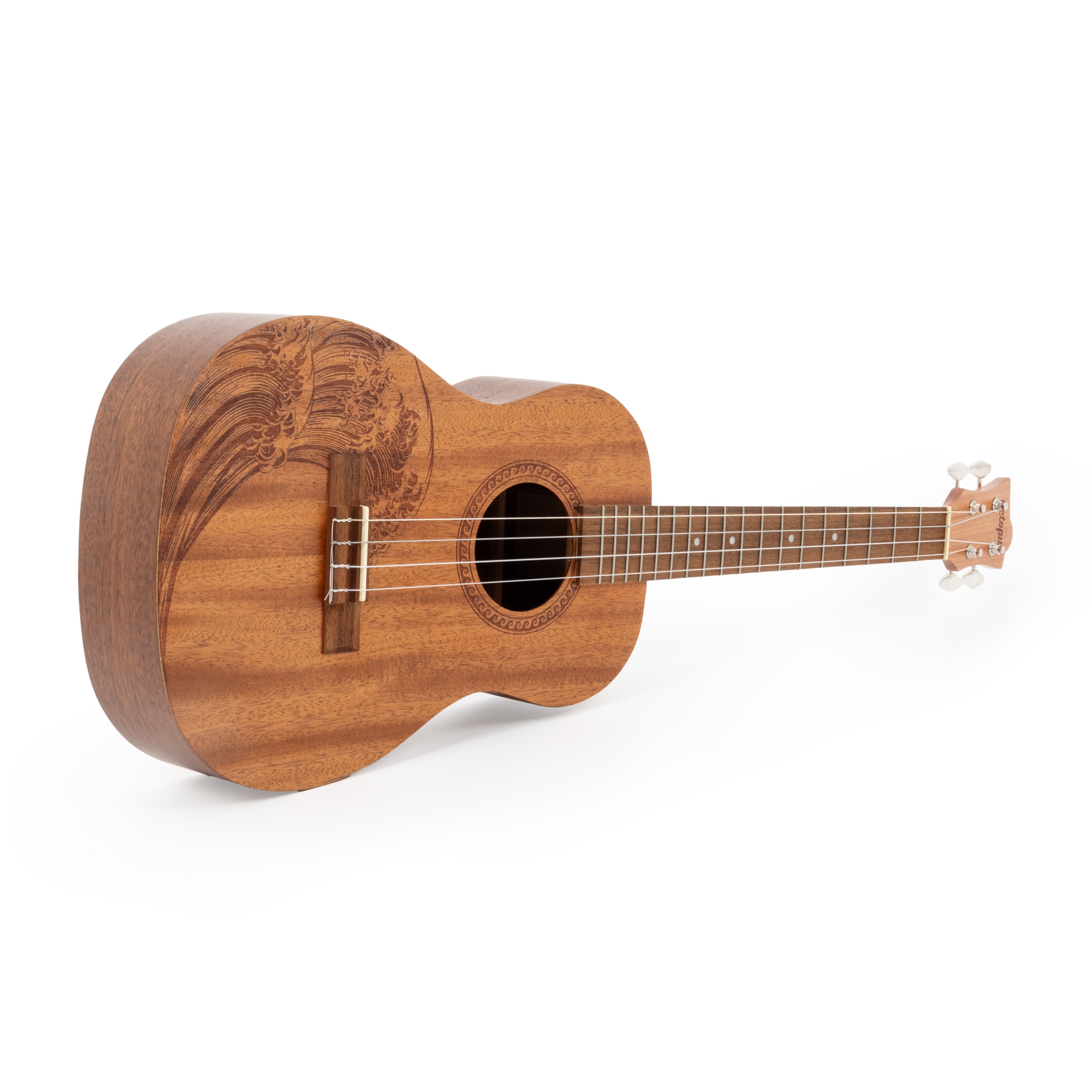Octopus Rosette Baritone Ukulele, Wave Motif with Gig Bag